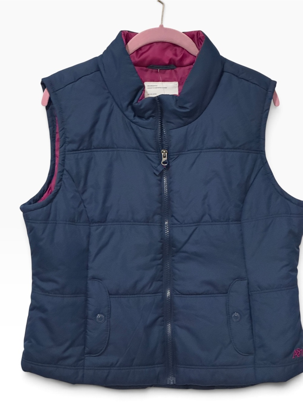 Aéropostale Navy Quilted Puffer Vest NWT Magenta Lining Women’s XL